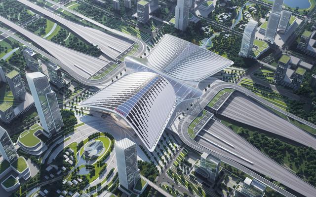 四川最大高铁站钢结构施工完成(图2)